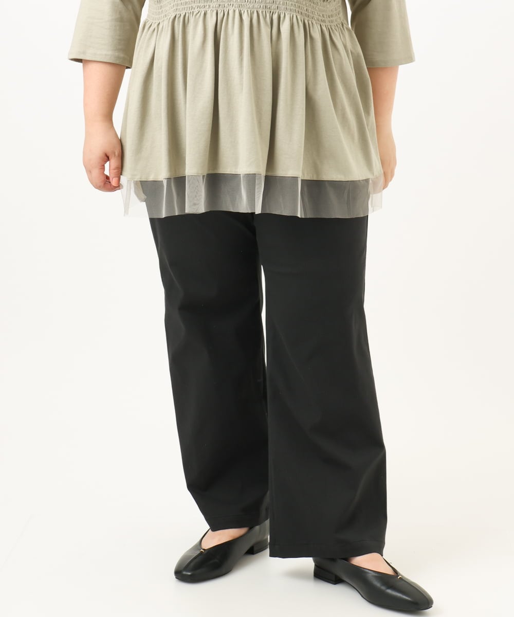 OLLKA04099 eur3(エウルキューブ) 【大きいサイズ】ストレッチベイカーパンツ ブラック(94)