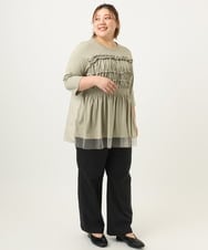 OLLKA04099 eur3(エウルキューブ) 【大きいサイズ】ストレッチベイカーパンツ ブラック(94)