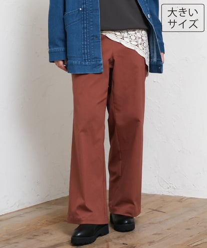 OLLKD03099 eur3 【大きいサイズ】ワイドストレートストレッチパンツ