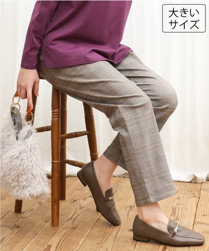 OLLKD06089  【大きいサイズ】さらさらストレッチストレートパンツ