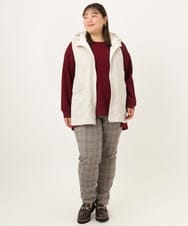 OLLKD07089 eur3(エウルキューブ) 【シリーズ累計販売2万枚！/大きいサイズ】さらさらストレッチテーパードパンツ ダークブラウン(チェック）