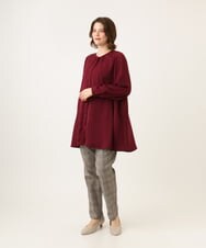 OLLKD07089 eur3(エウルキューブ) 【シリーズ累計販売2万枚！/大きいサイズ】さらさらストレッチテーパードパンツ ダークブラウン(チェック）
