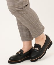 OLLKD08089 eur3(エウルキューブ) 【シリーズ累計販売2万枚！/大きいサイズ】さらさらストレッチカットレングステーパードパンツ ダークブラウン(チェック)