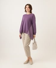 OLLKD08089 eur3(エウルキューブ) 【シリーズ累計販売2万枚！/大きいサイズ】さらさらストレッチカットレングステーパードパンツ グレージュ