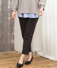 OLLKD08089 eur3(エウルキューブ) 【シリーズ累計販売2万枚！/大きいサイズ】さらさらストレッチカットレングステーパードパンツ ダークグレー