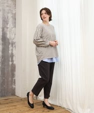OLLKD08089 eur3(エウルキューブ) 【シリーズ累計販売2万枚！/大きいサイズ】さらさらストレッチカットレングステーパードパンツ ダークグレー