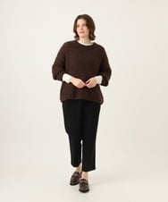 OLLKD08089 eur3(エウルキューブ) 【シリーズ累計販売2万枚！/大きいサイズ】さらさらストレッチカットレングステーパードパンツ ブラック