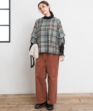OLLLD02109 eur3(エウルキューブ) 【野呂佳代さん着用/大きいサイズ】コーデュロイワイドストレートパンツ ピンク