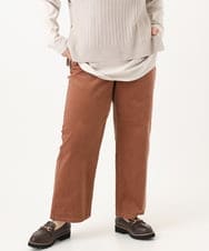 OLLLD02109 eur3(エウルキューブ) 【野呂佳代さん着用/大きいサイズ】コーデュロイワイドストレートパンツ ピンク