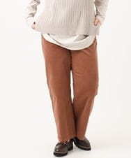 OLLLD02109 eur3(エウルキューブ) 【野呂佳代さん着用/大きいサイズ】コーデュロイワイドストレートパンツ ピンク