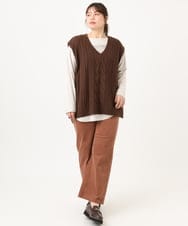 OLLLD02109 eur3(エウルキューブ) 【野呂佳代さん着用/大きいサイズ】コーデュロイワイドストレートパンツ ピンク