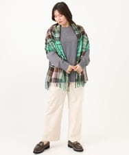 OLLLD02109 eur3(エウルキューブ) 【野呂佳代さん着用/大きいサイズ】コーデュロイワイドストレートパンツ アイボリー
