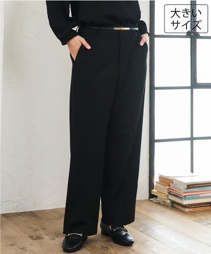 OLLLD17099 eur3 【大きいサイズ/裏起毛】センタープレスストレートパンツ