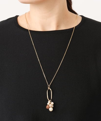 OZ2DD04039 eur3 メタルサークルパールモチーフネックレス