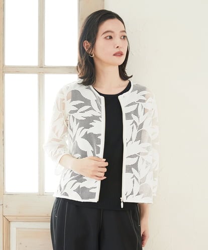 PHJGD37330 GEORGES RECH(小さいサイズ) メッシュアップリケノーカラージャケット