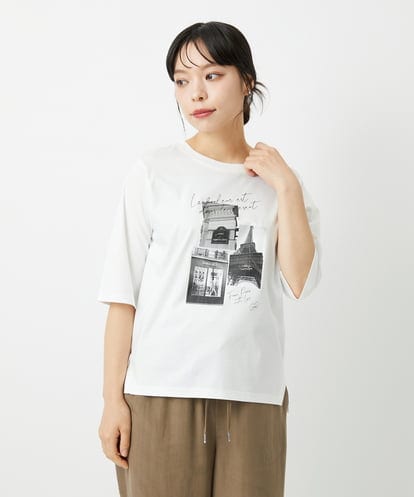 PHKHE67150 GEORGES RECH(小さいサイズ) フォトプリントジャージー5分袖カットソー