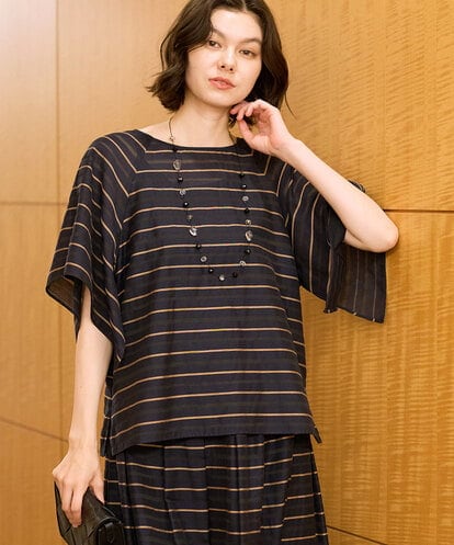 PYBHE28360 CHRISTIAN AUJARD(小さいサイズ) [セットアップ対応]カラミメッシュボーダーブラウス