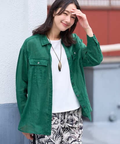 PZBGD39290  シアーリネンサファリシャツ