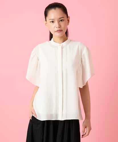 RBBHE20230  ギャザーフリルスリーブショート丈ブラウス /洗濯機で洗える