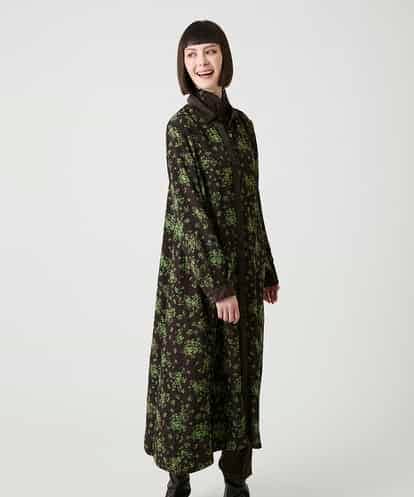RBELE30490  小付きフラワー柄シャツワンピース /洗える