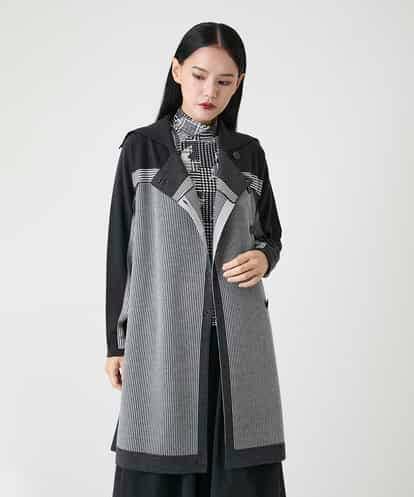 RBFAG35390 HIROKO BIS ストライプジャカードニットロングカーディガン