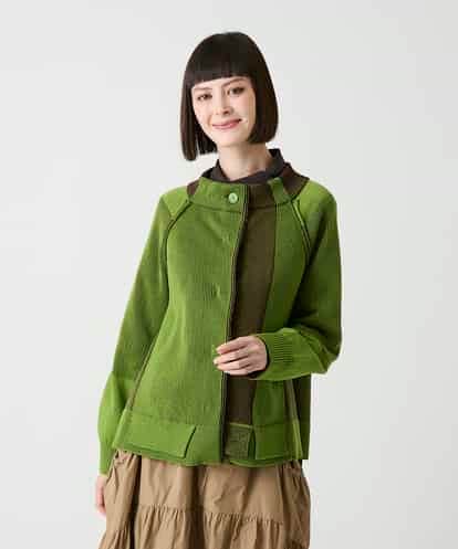 RBFLE20390 HIROKO BIS 切り替え配色ニットカーディガン