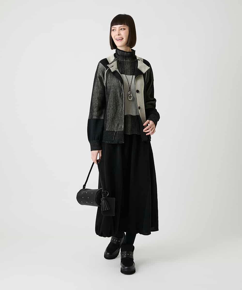 RBFLE20390 HIROKO BIS(ヒロコ ビス) 切り替え配色ニットカーディガン グリーン