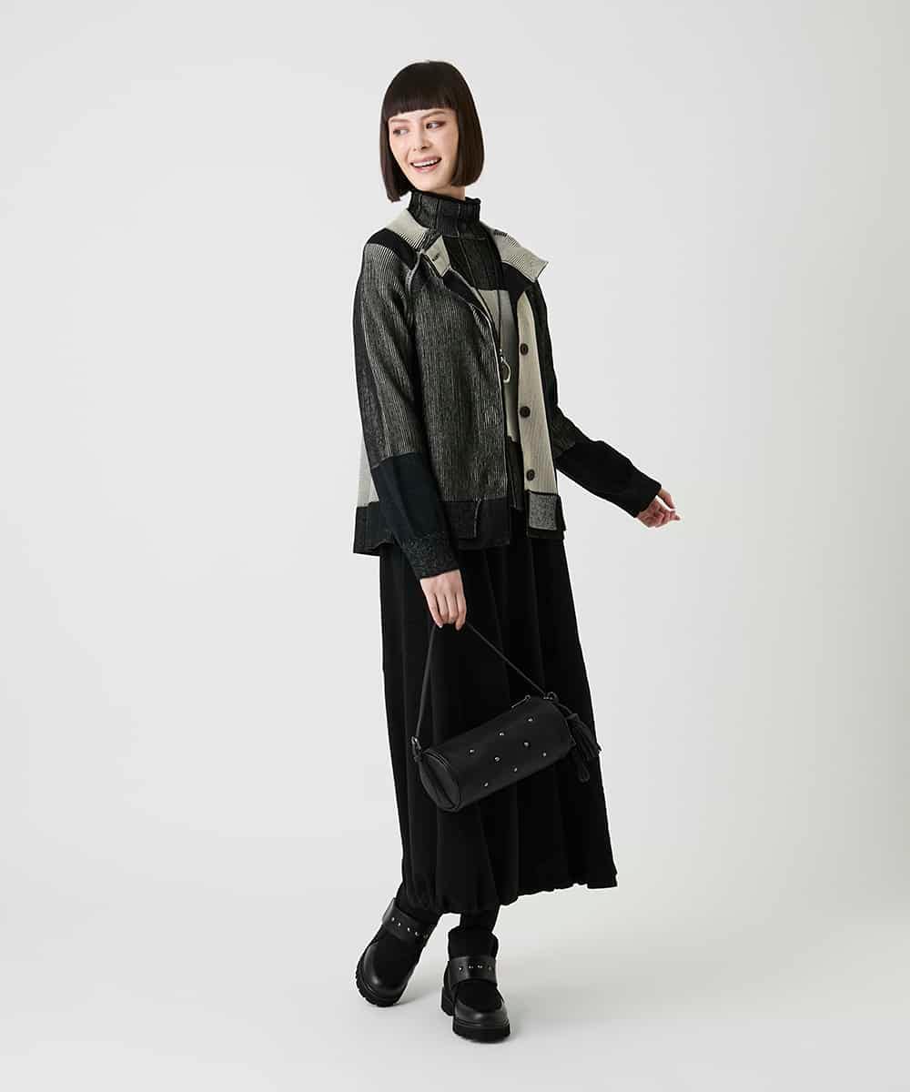 RBFLE20390 HIROKO BIS(ヒロコ ビス) 切り替え配色ニットカーディガン グリーン