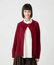RBFLE20390 HIROKO BIS(ヒロコ ビス) 切り替え配色ニットカーディガン レッド