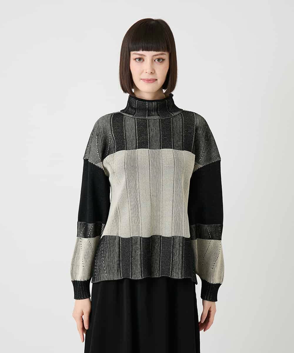 RBFLE21330 HIROKO BIS(ヒロコ ビス) 切り替え配色デザインニットプルオーバー ブラック