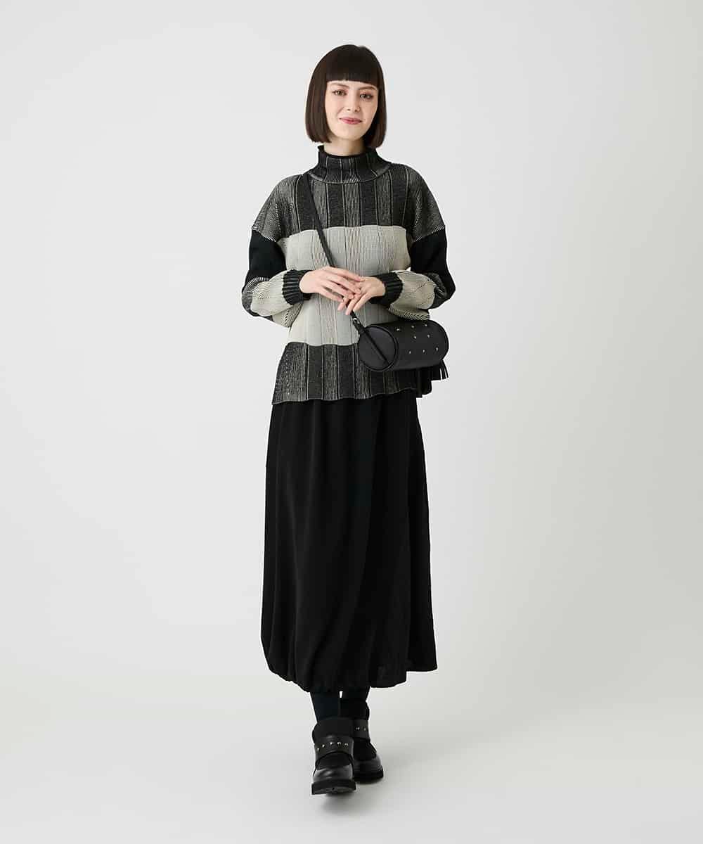 RBFLE21330 HIROKO BIS(ヒロコ ビス) 切り替え配色デザインニットプルオーバー ブラック