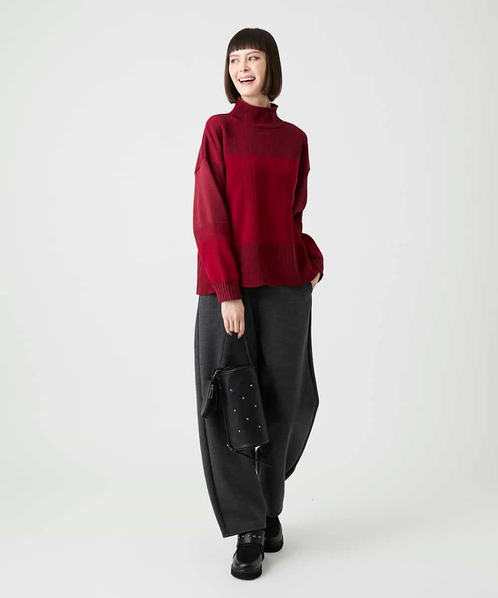 RBFLE21330 HIROKO BIS(ヒロコ ビス) 切り替え配色デザインニットプルオーバー ブラック