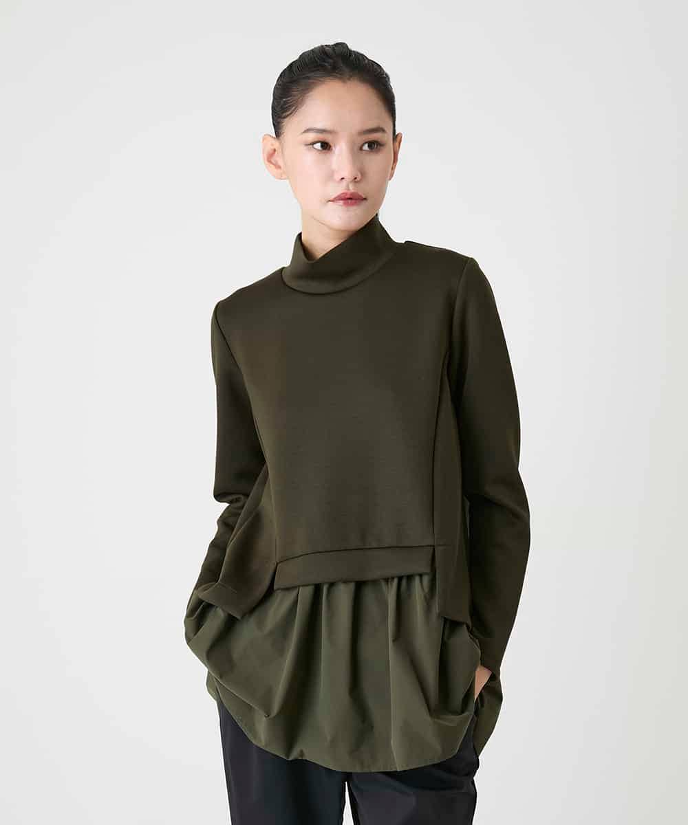 RBKAG11280 HIROKO BIS(ヒロコ ビス) ストレッチダンボールドッキングデザインチュニック /洗える カーキ