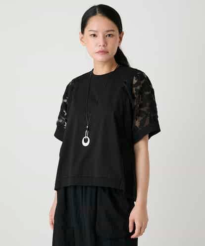 RBKHE05270 HIROKO BIS オーガンジー刺繍ドッキングプルオーバー /洗える