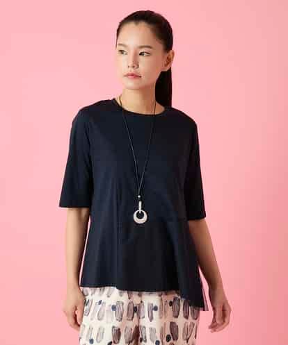 RBKHE25160 HIROKO BIS チュールジョイントアシンメトリーヘムカットソー /洗える