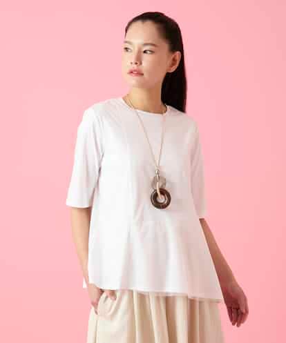 RBKHE25160 HIROKO BIS チュールジョイントアシンメトリーヘムカットソー /洗える