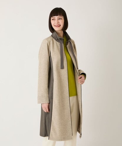 RBTAD26360 HIROKO BIS 異素材スタンドカラーロングコート /洗える