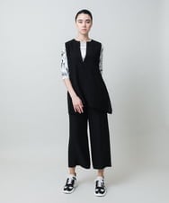 RHLGF19360 HIROKO KOSHINO(ヒロココシノ) サテンジョーゼットアンクルパンツ/日本製/洗える ライトグレー