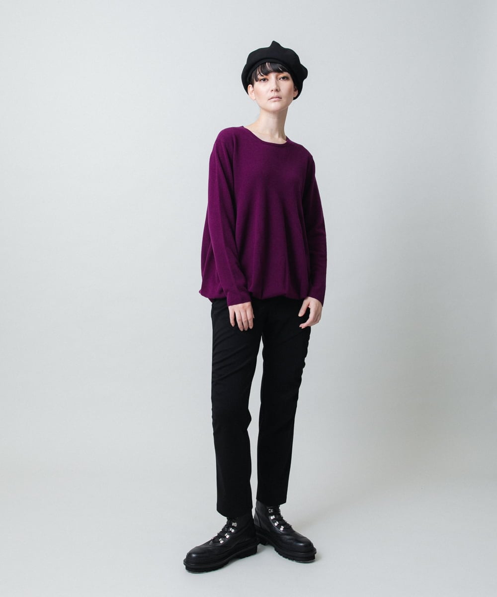 RHQAF65380 HIROKO KOSHINO(ヒロココシノ) ギャザーアクセント切り替えデザインパンツ/日本製/洗える ダークグレー