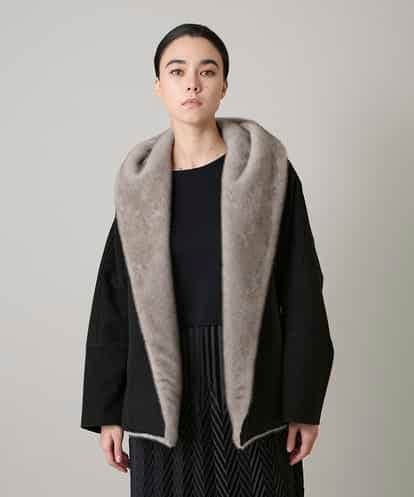 RHUCD31790  【ブラック：WEB/京王百貨店新宿店限定カラー】ショールカラーウールライクショートコート