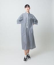 RSEGD13630 TRUNK HIROKO KOSHINO(ヒロココシノ) トリコットストライプ切り替えデザインワンピース /洗える ネイビー