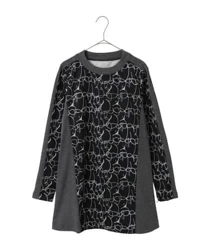 RSKAG16360 TRUNK HIROKO KOSHINO リブジョイントロゴプリントダンボールチュニック /日本製/洗える