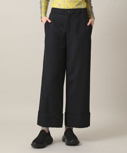 RSLED10340 TRUNK HIROKO KOSHINO ツイルストレッチロールアップワイドパンツ/洗える