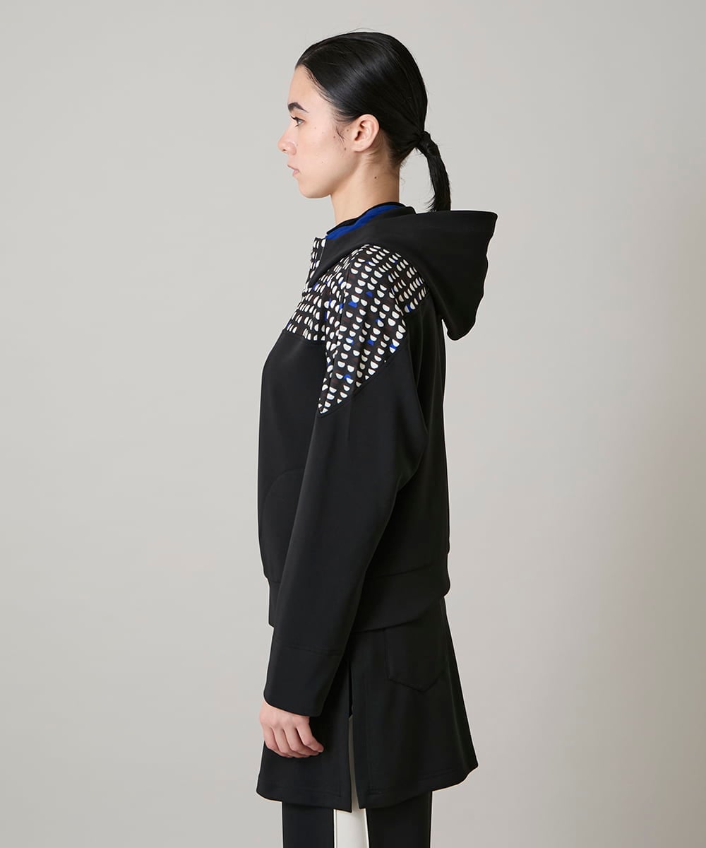 RSTAE18630 TRUNK HIROKO KOSHINO(ヒロココシノ) 小付きドットブロッキングデザインパーカー/洗える ブラック