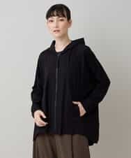 RSTLC71390 TRUNK HIROKO KOSHINO(ヒロココシノ) 【WEB/京王百貨店新宿店限定】切り替えパターンダブルジップパーカー/日本製/洗える ブラック